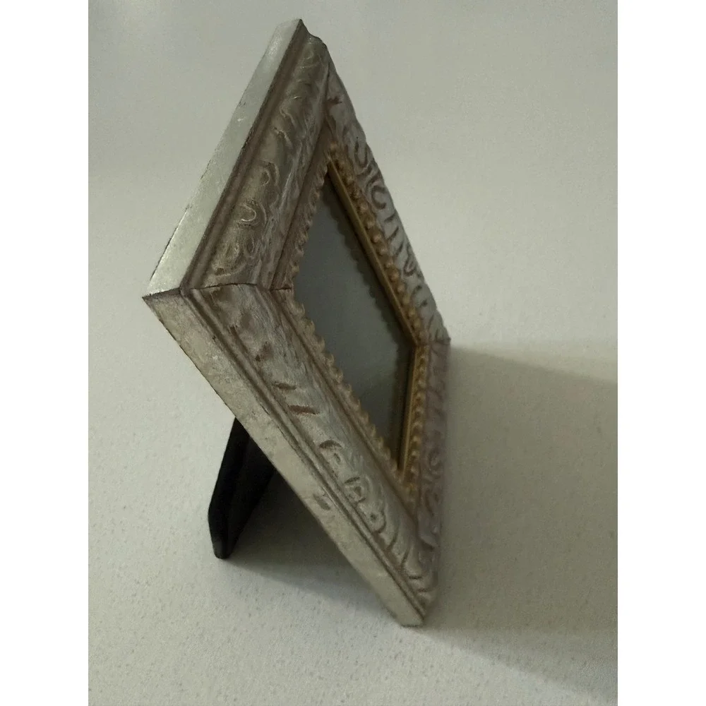 Vtg The Weston Gallery Ornate Silver Gold Beaded Scroll Picture Frame Tabletop